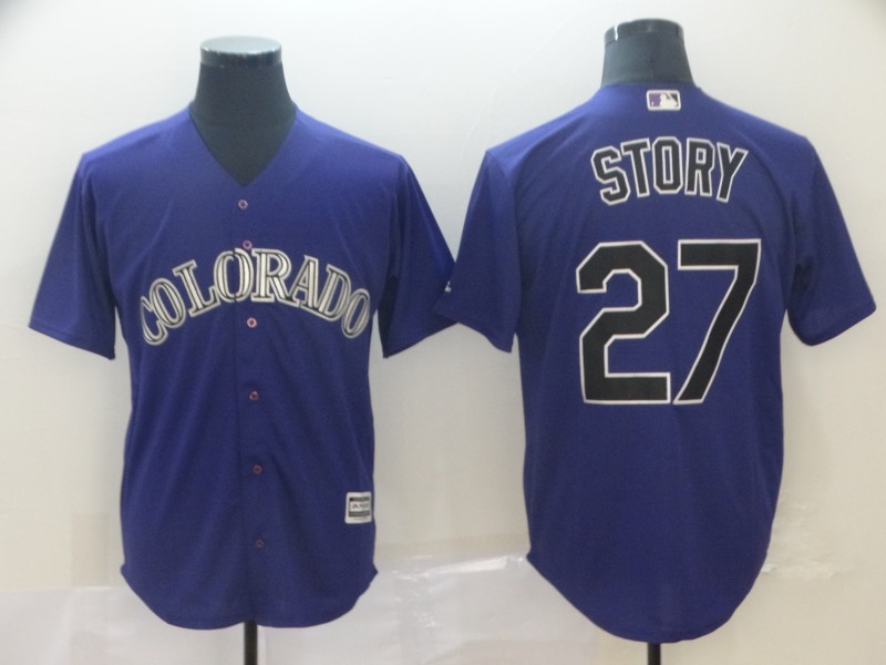 MLB Colorado Rockies #27 Story Purple Game Jersey