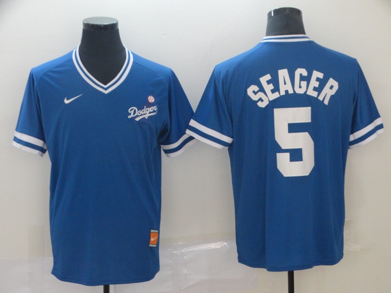 Nike Los Angeles Dodgers #5 Seager Cooperstown Collection Legend V-Neck Jersey