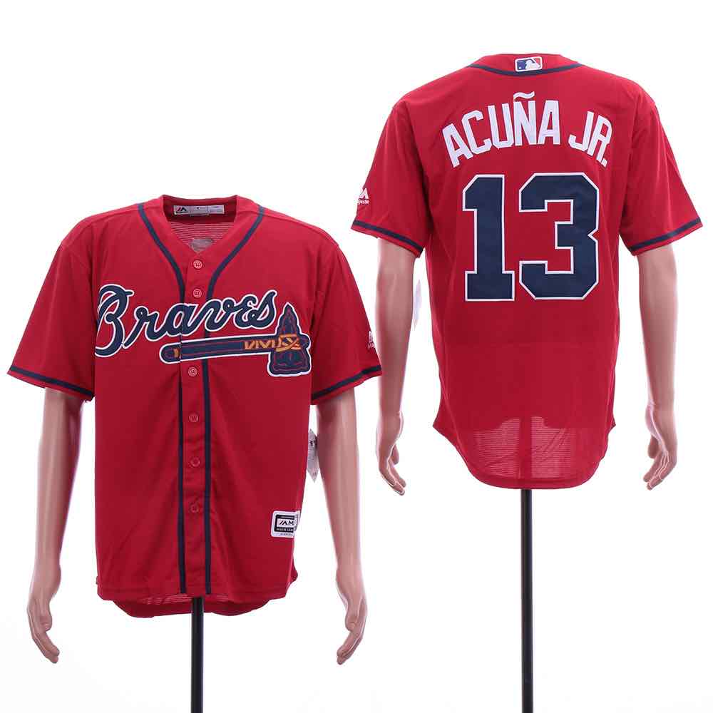 MLB Atlanta Braves #13 Acuna JR. Red Game Jersey