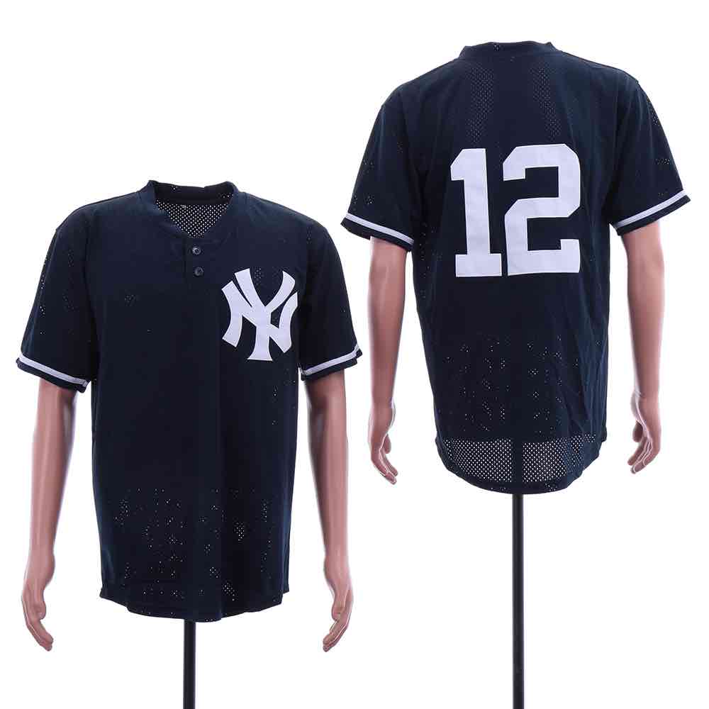 MLB New York Yankees #12 D.Blue Throwback BP Jersey