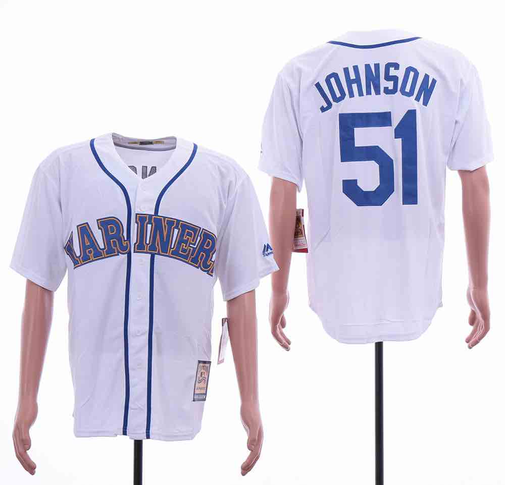 MLB Seattle Mariners #51 Johnson White Throwback Jersey