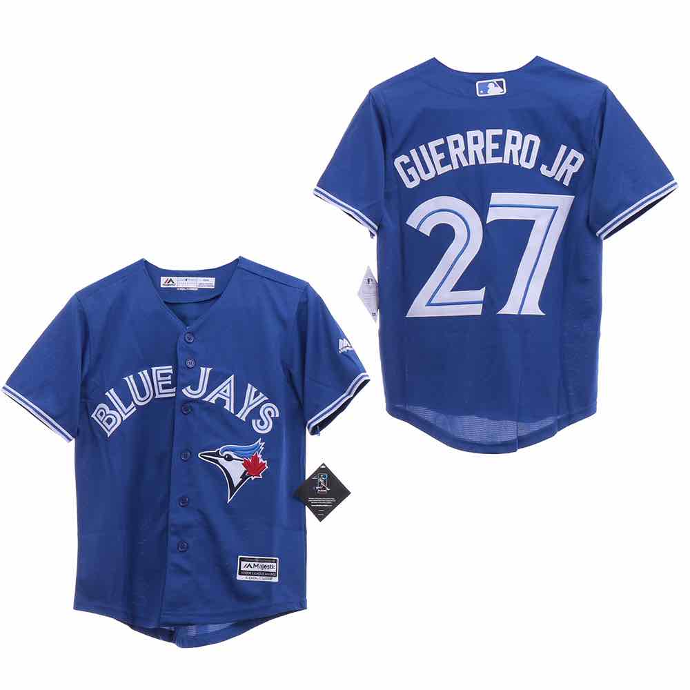 Kids MLB Toronto Blue Jays #27 Guerrero JR Blue Jersey