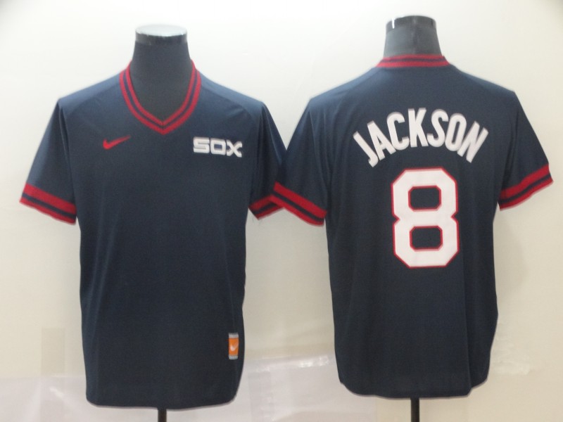 Nike Chciago White Sox #8 Jackson Cooperstown Collection Legend V-Neck Jersey 
