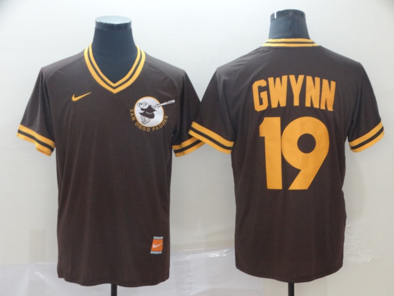 Nike San Diego Padres #19 Gwynn Cooperstown Collection Legend V-Neck Jersey 
