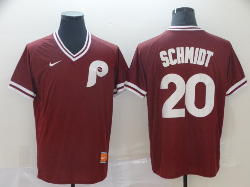 Nike Philadelphia Phillies #20 Schmidt Cooperstown Collection Legend V-Neck Jersey 