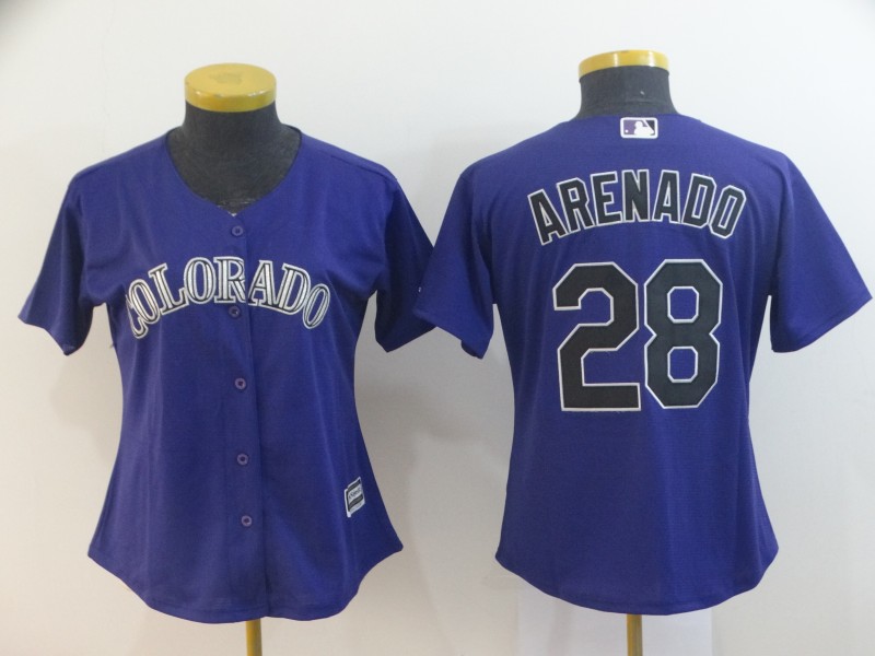 Womens MLB Colorado Rockies #28 Arenado Purple Jersey
