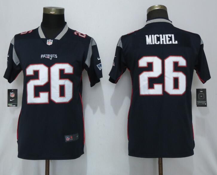 Womens Nike New England Patriots #26 Michel Blue Vapor Jersey