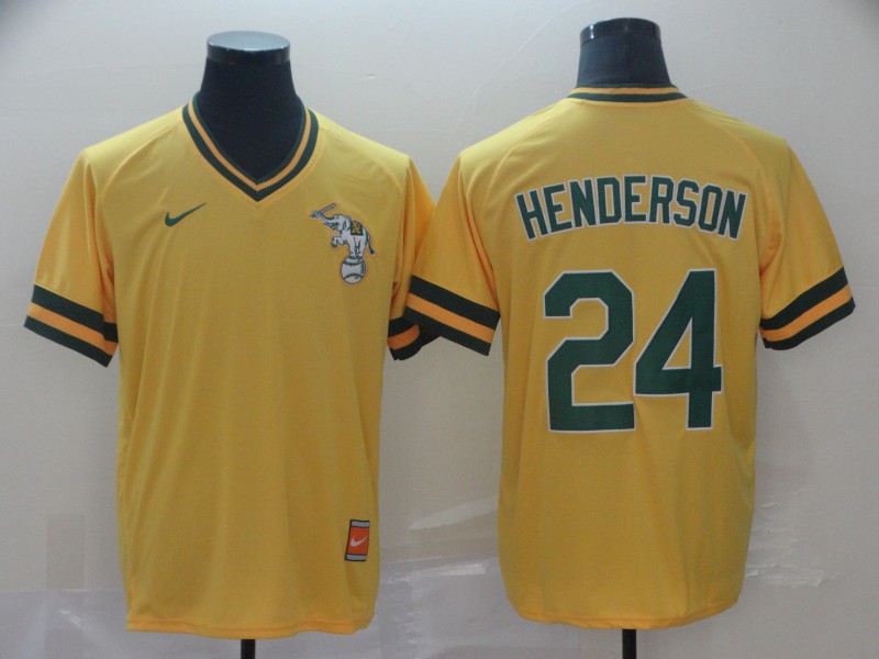 Nike MLB Oakland Athletics #24 Henderson Yellow Jersey