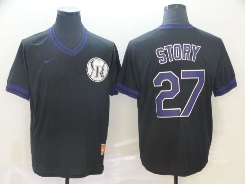 MLB Colorado Rockies #27 Story Cooperstown Collection Legend V-Neck Jersey