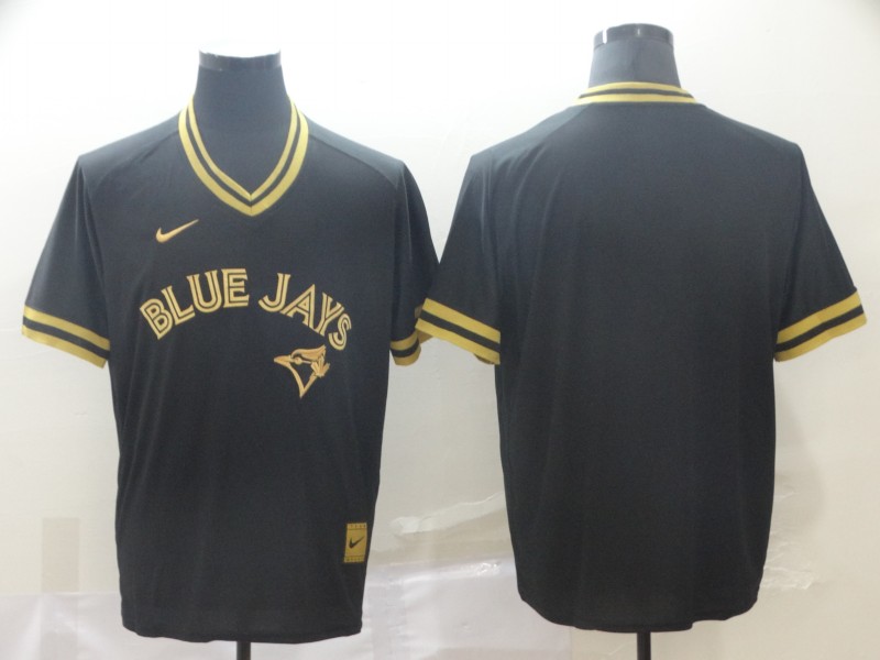 MLB Toronto Blue Jays Blank Black Gold Pullover Jersey