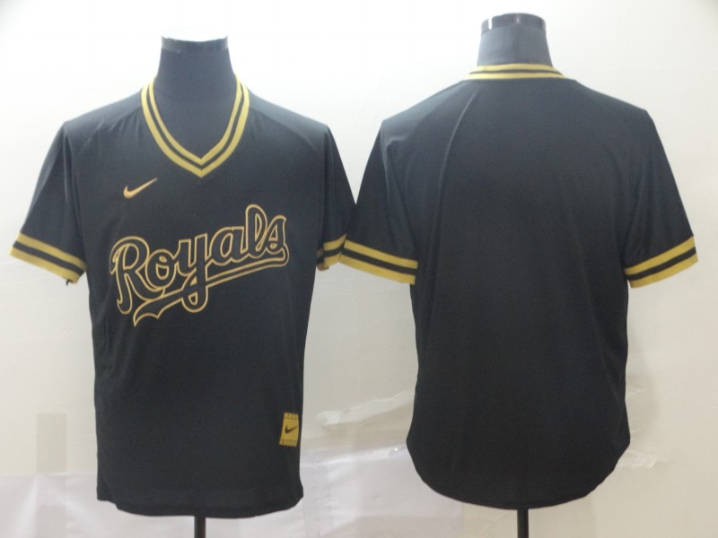 MLB Kansas City Royals Blank Black Gold Pullover Jersey