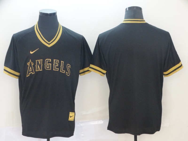 MLB Los Angeles Angels Blank Black Gold Pullover Jersey