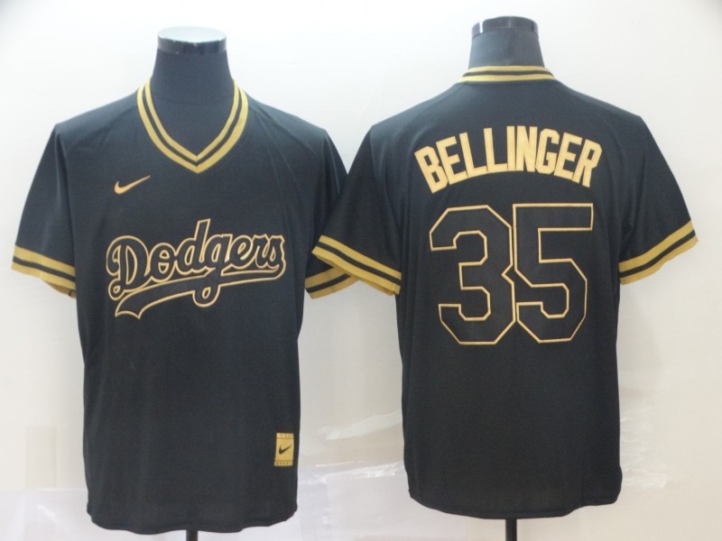 MLB Los Angeles Angels #35 Bellinger Black Gold Pullover Jersey