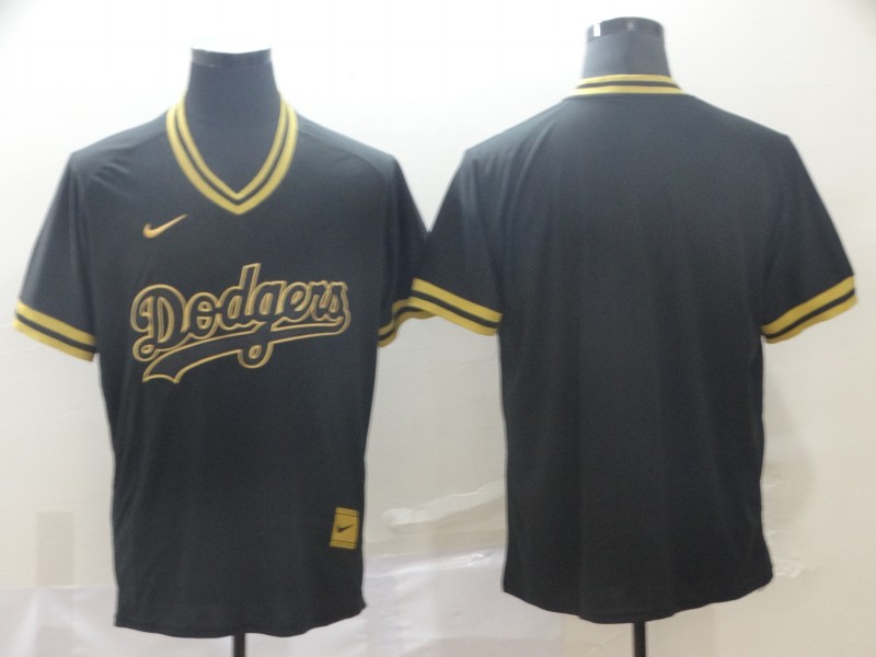 MLB Los Angeles Dodgers Blank Black Gold Pullover Jersey