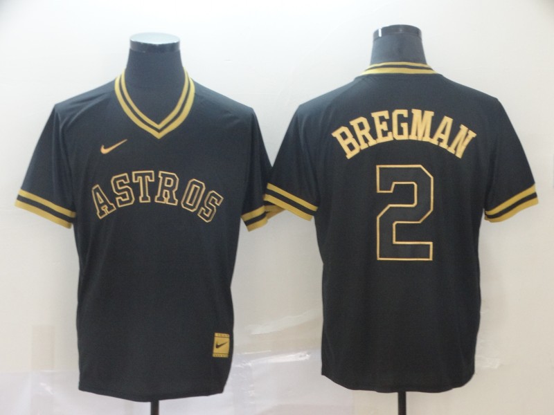 MLB Houston Astros #2 Bregman Black Gold Pullover Jersey