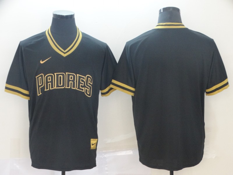 MLB San Diego Padres Blank Black Gold Pullover Jersey