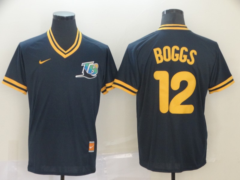 MLB Tampa Bay Rays #12 Boggs Cooperstown Collection Legend V-Neck Jersey
