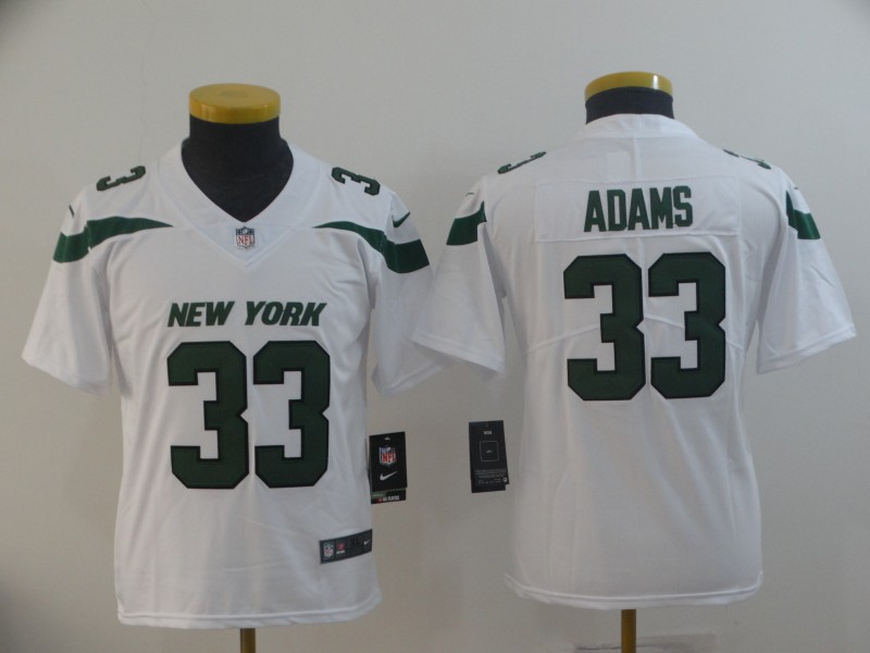 Kids NFL New York Jets #33 Adams White Vapor Limited Jersey