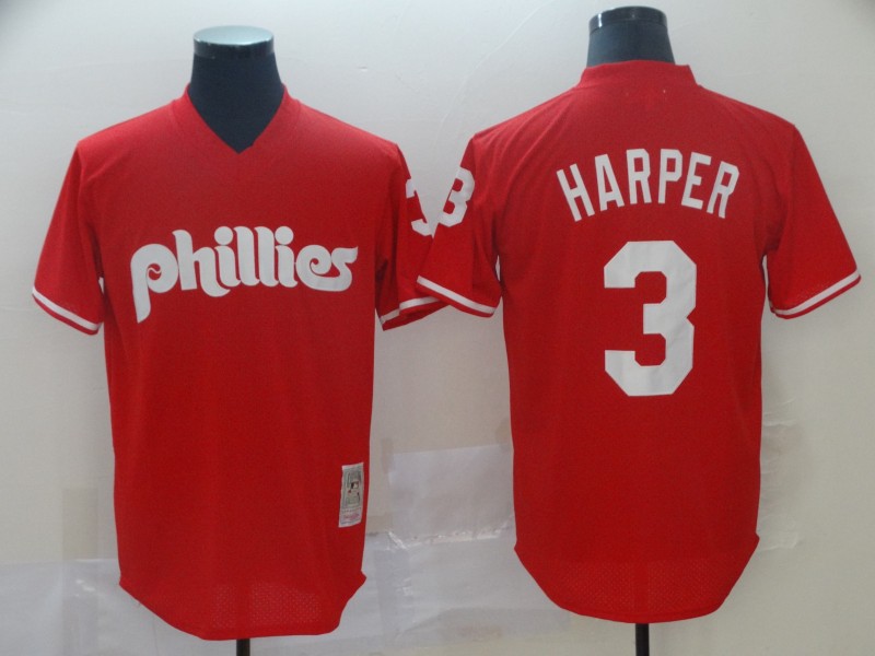 MLB Philadelphia Phillies #3 Harper Pullover Throwback Jersey