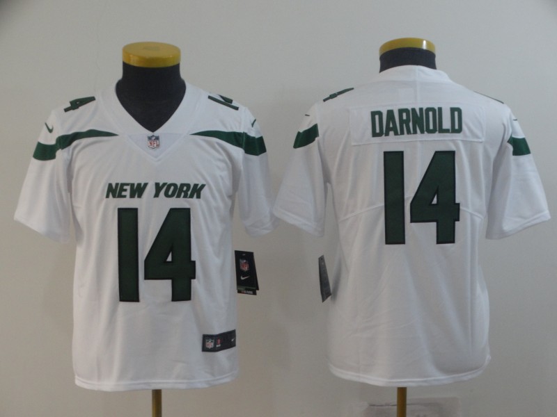 Kids NFL New York Jets #14 Darnold Vapor Limited White Jersey