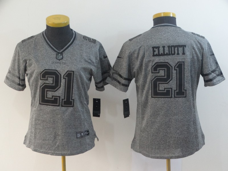 Womens NFL Dallas Cowboys #21 Elliott Grey Limited Jersey