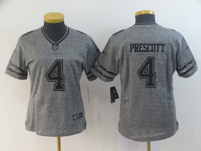 Womens NFL Dallas Cowboys #4 Prescott Grey Limited Jersey