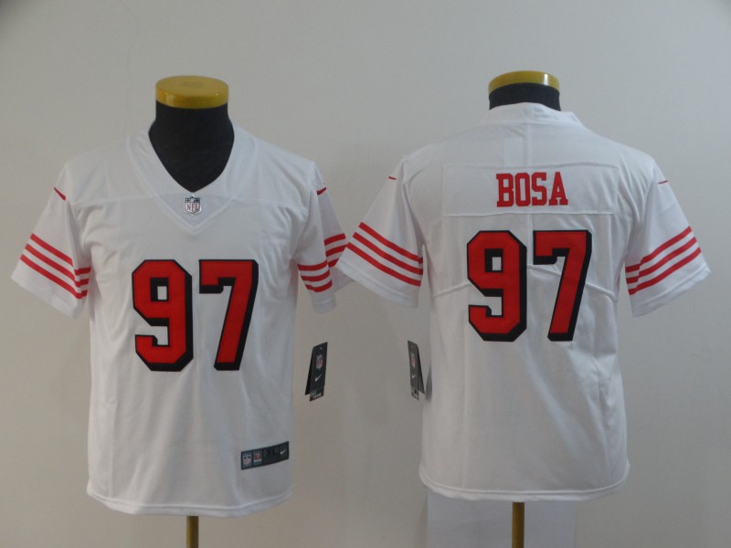 Kids NFL San Francisco 49ers #97 Bosa Vapor Limited White Jersey