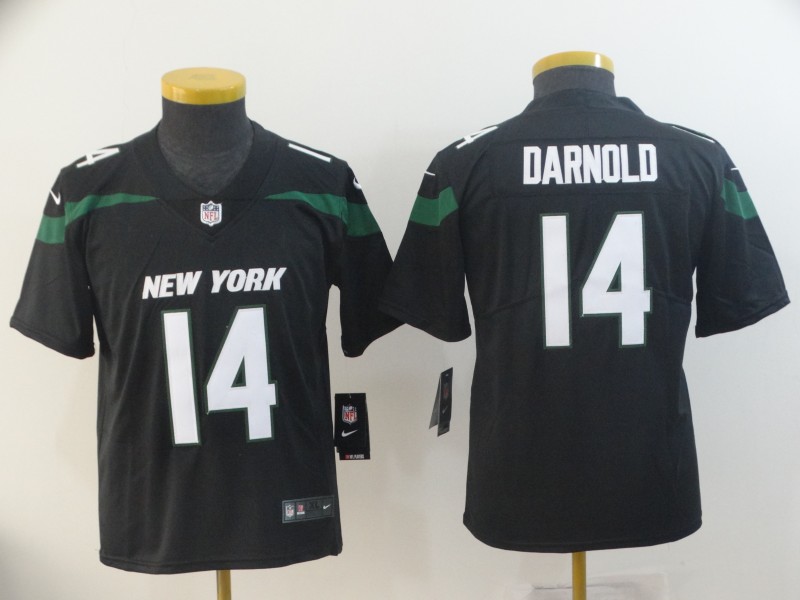 Kids NFL New York Jets #14 Darnold Vapor Limited Black Jersey