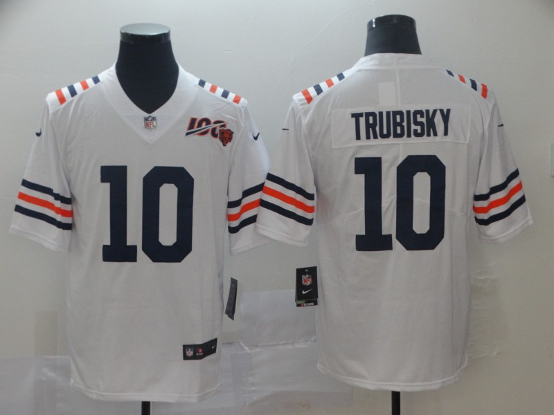 NFL Chicago Bears #10 Trubisky White Vapor Limited 100th Anniversary Jersey