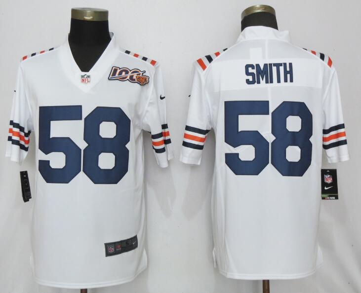 NFL Chicago Bears #58 Smith White Vapor Limited 100th Anniversary Jersey