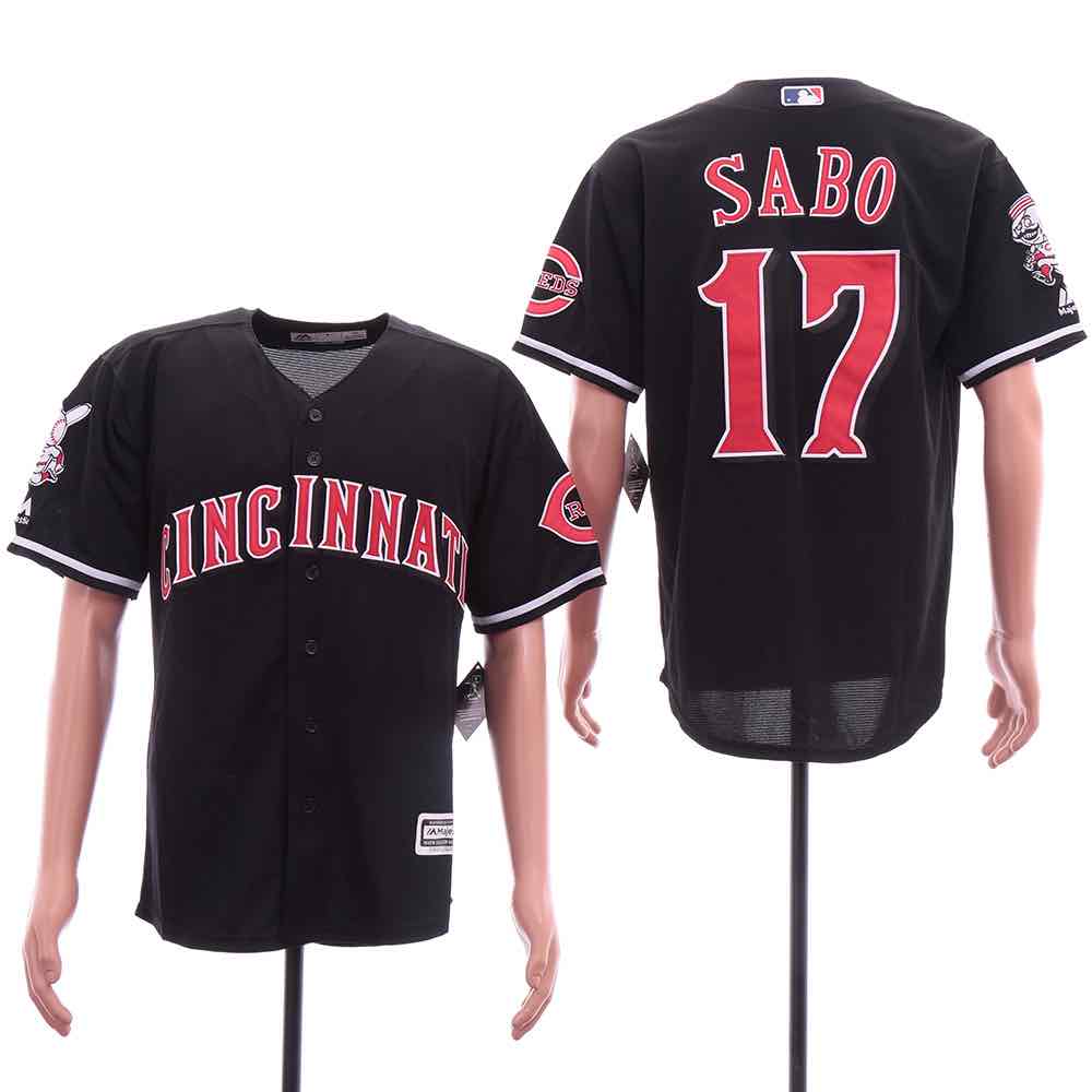 MLB Cincinnati Reds #14 Sabo Black Elite Jersey  