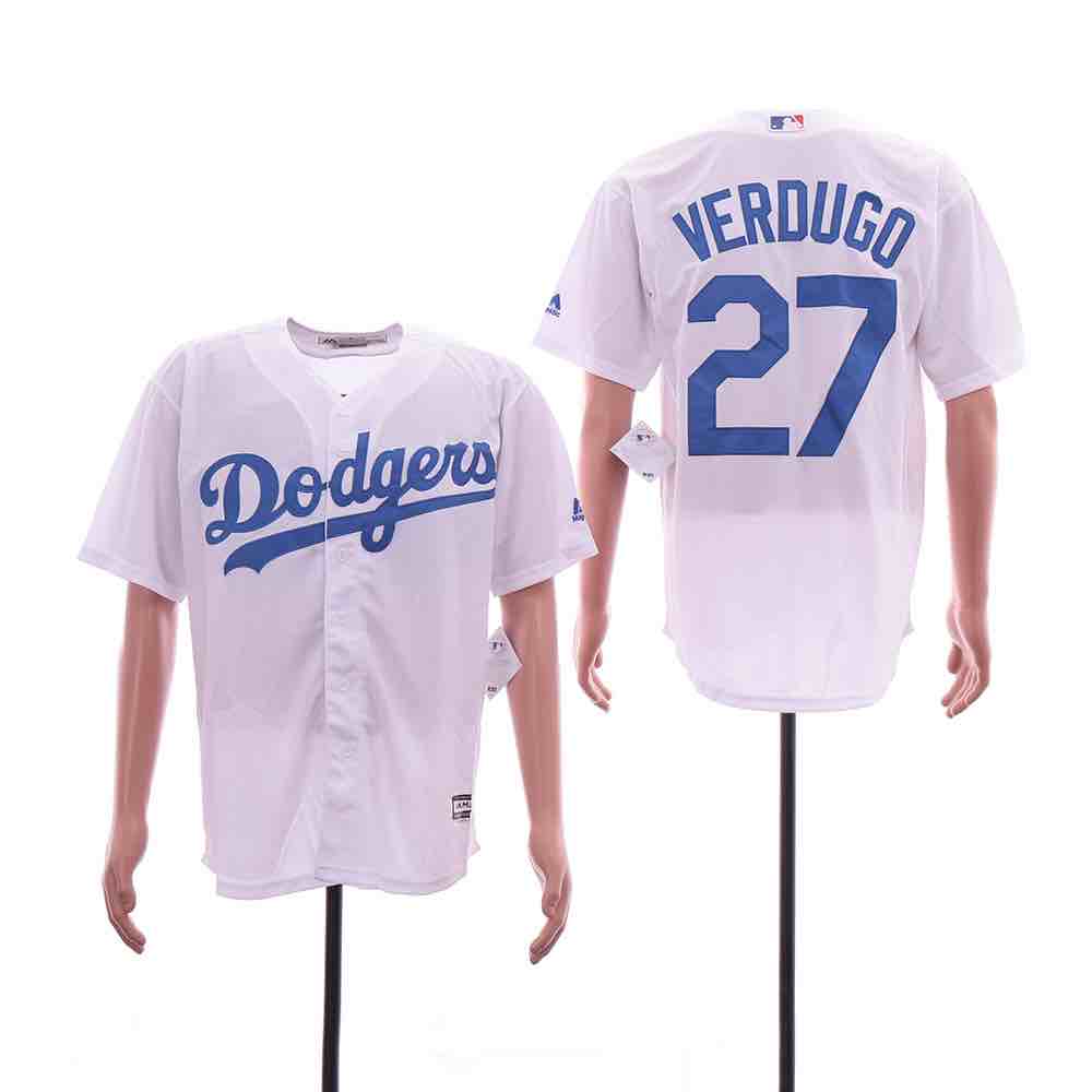 MLB Los Angeles Dodgers #27 Verdugo White Game Jersey