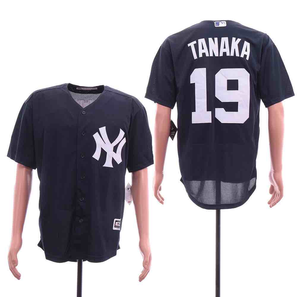 MLB New York Yankees #19 Tanaka White Black Jersey