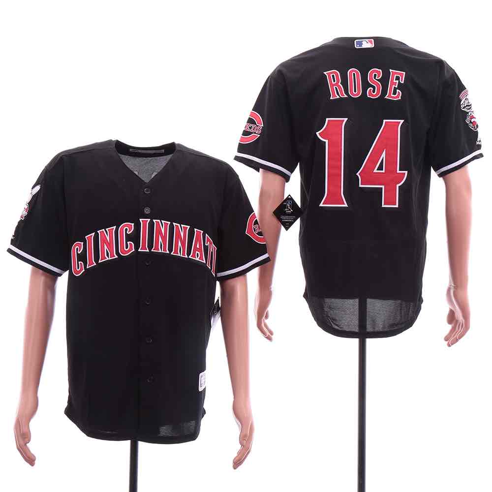 MLB Cincinnati Reds #14 Rose Black Elite Jersey  