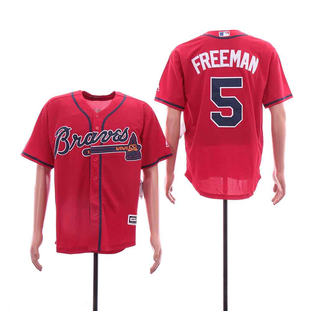MLB Atlanta Braves #5 Freeman Red Game Jersey