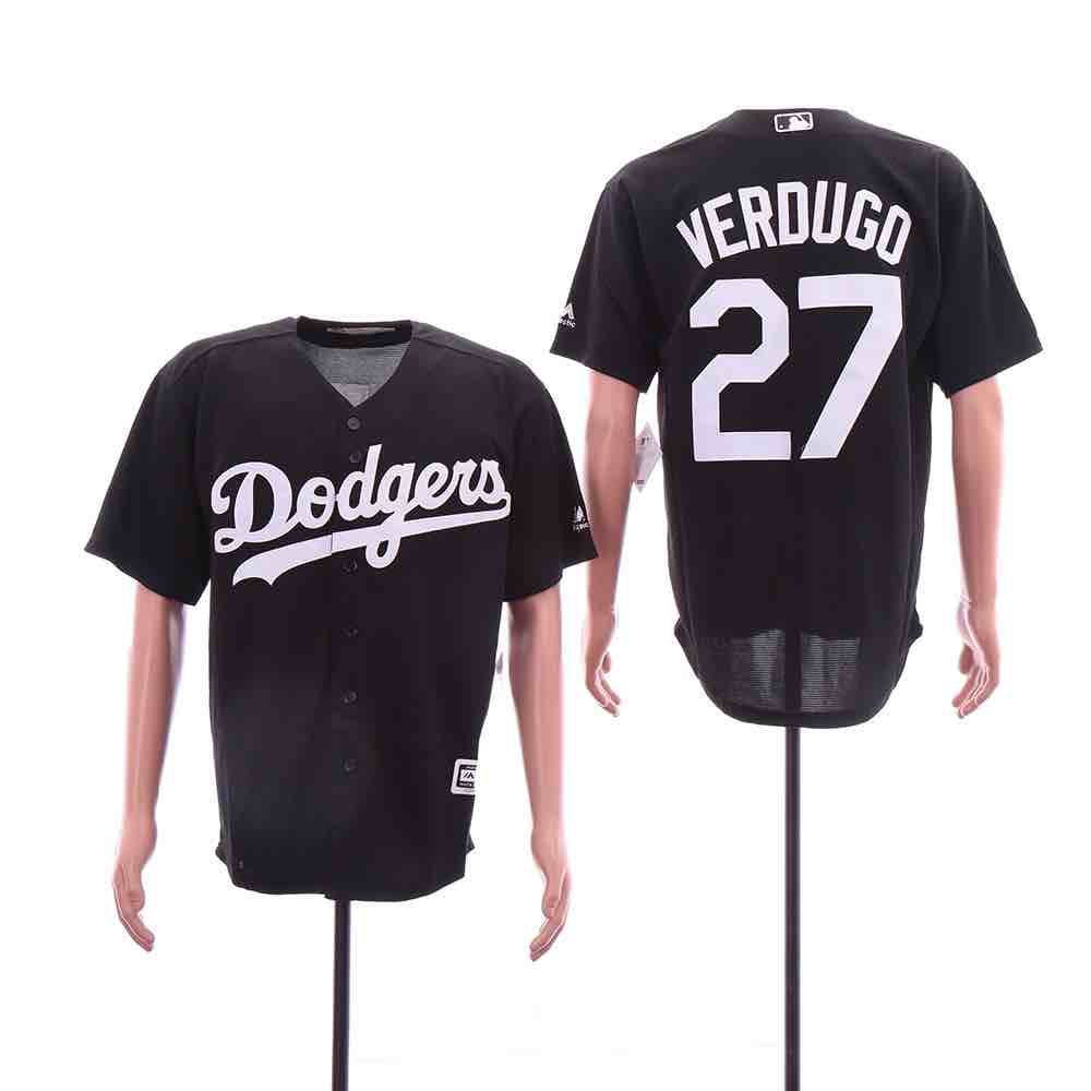 MLB Los Angeles Dodgers #27 Verdugo Black Game Jersey