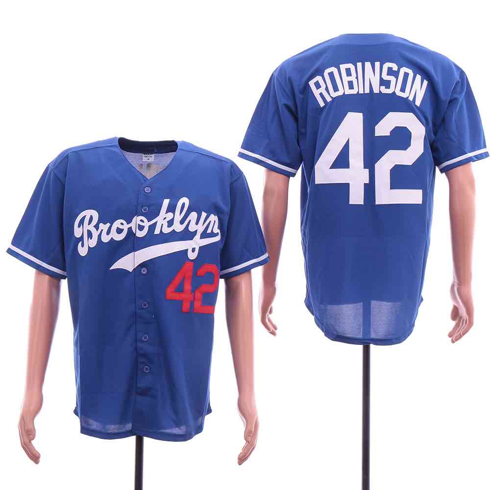 MLB Brooklyn Dodgers #42 Robinson Blue Throwback Jersey