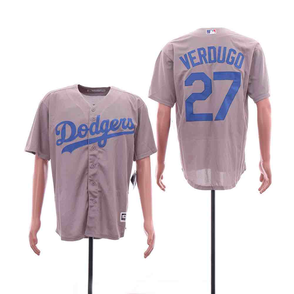 MLB Los Angeles Dodgers #27 Verdugo Grey Game Jersey