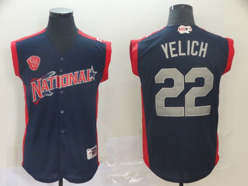 MLB National #22 Yelich All Star Blue Jersey