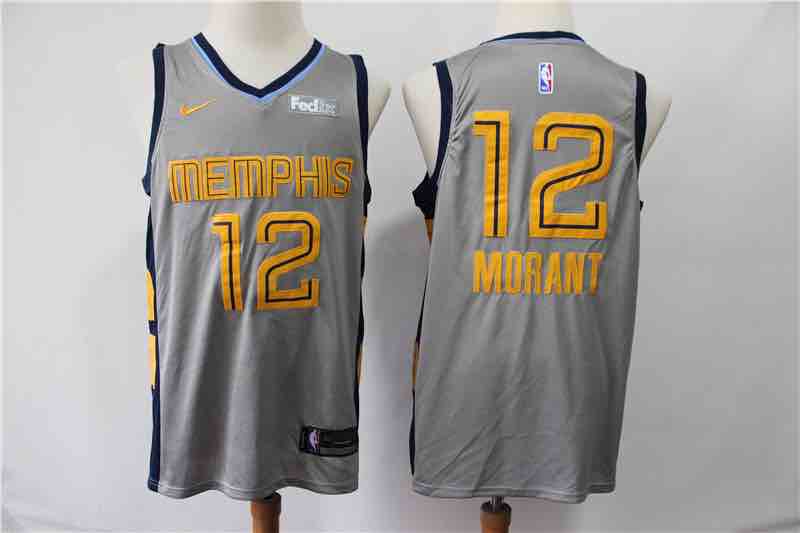 NBA Memphis Grizzlies #12 Morant Grey Nike Jersey