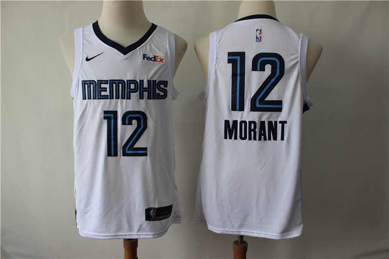 NBA Memphis Grizzlies #12 Morant White Nike Jersey