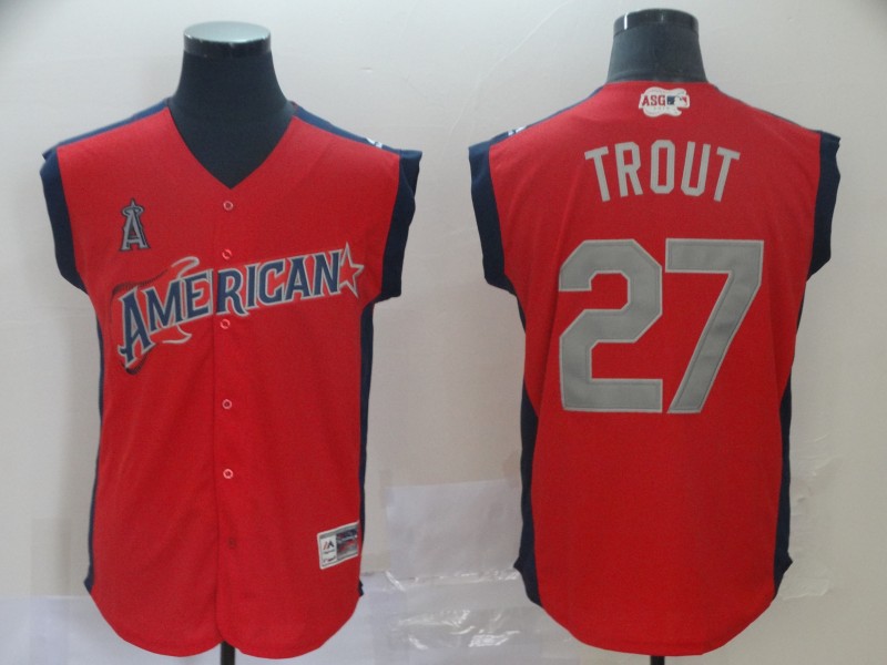 MLB American #27 Trout All Star Red Jersey