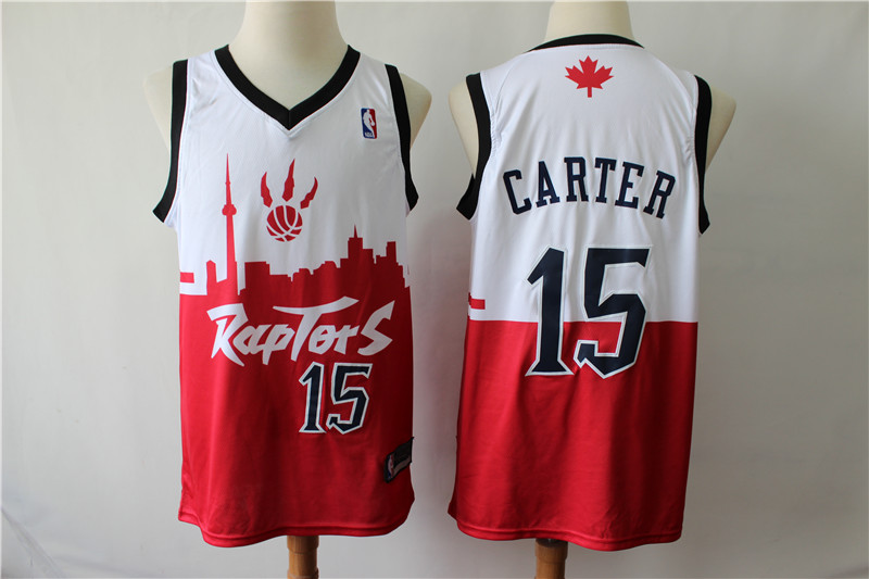 NBA Toronto Raptors #15 Carter White Red Game Jersey