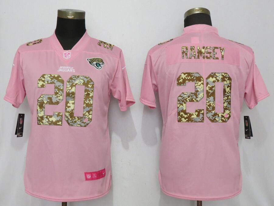Women  Jacksonville Jaguars 20 Ramsey Camouflage Font Love Pink Vapor Jersey