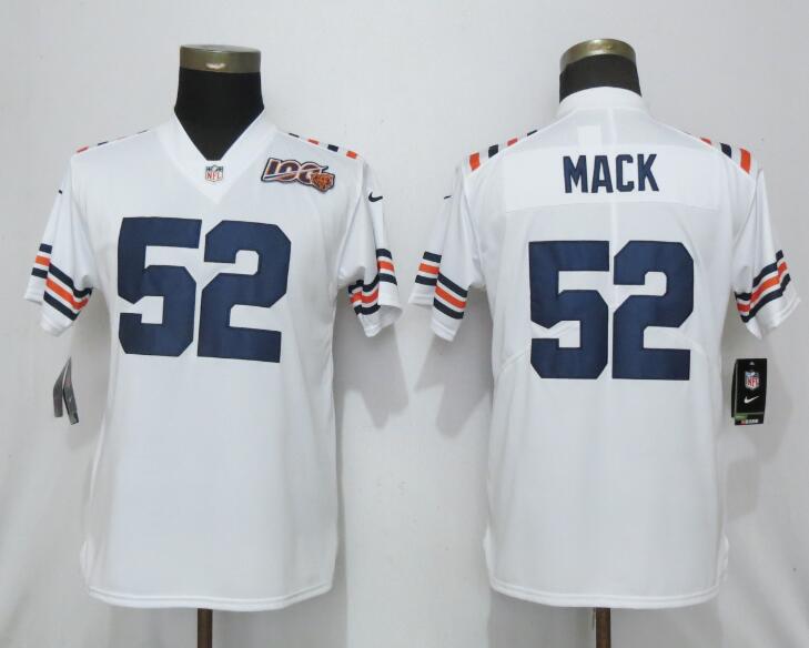 Women Nike Chicago Bears #52 Mack White 100th Season Limited Jersey