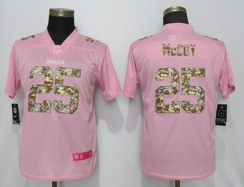 Women Buffalo Bills 25 McCoy Camouflage Font Love Pink Vapor Jersey
