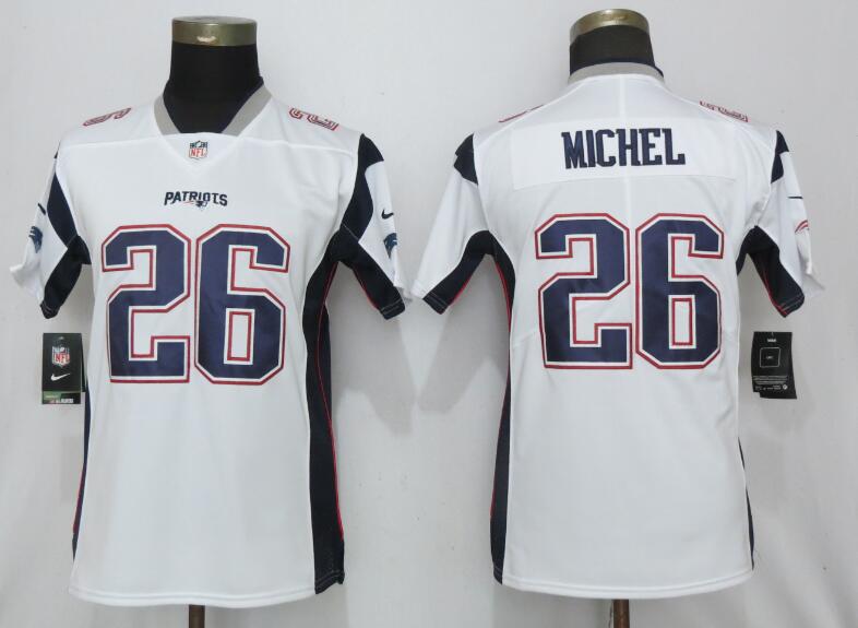 Womens NFL New England Patriots #26 Michel White Vapor Limited Jersey