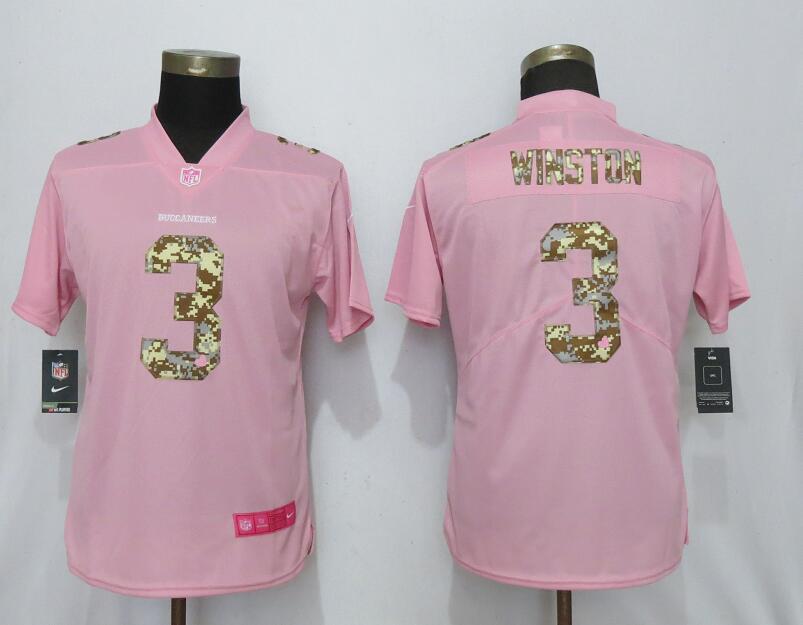 Women Tampa Bay Buccaneers #3 Winston Camouflage Font Love Pink Vapor Jersey