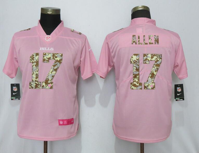 Women Buffalo Bills 17 Allen Camouflage Font Love Pink Vapor Jersey