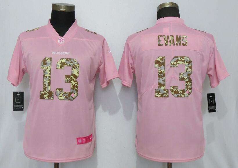 Women Tampa Bay Buccaneers 13 Evans Camouflage Font Love Pink Vapor Jersey